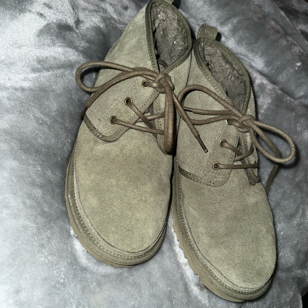 UGG Olive Green Suede Lace-Up Ankle Booties